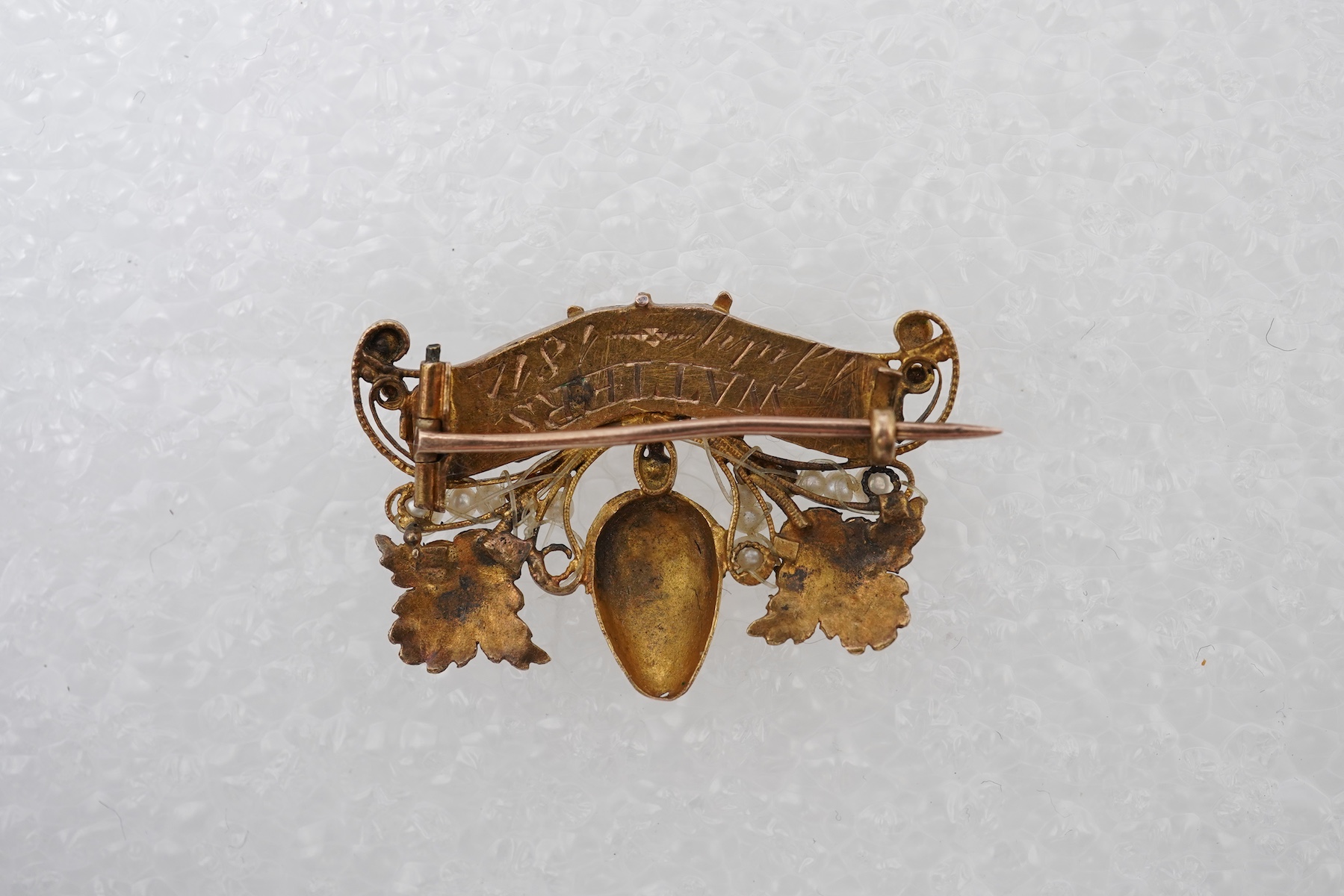A rare George III gem-set acrostic mourning brooch, circa 1814